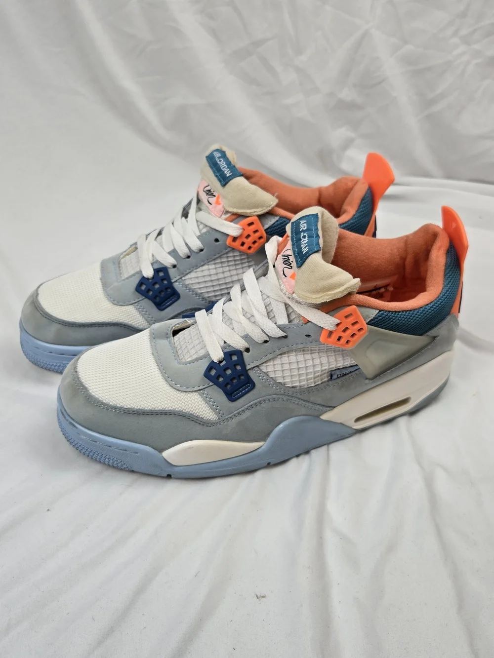 Union LA x Air Jordan 4 Mens Shoes Retro Blue Gray Orange DC9533-802 Size 10